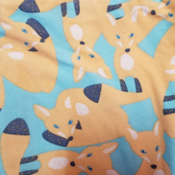 LULAROE YELLOW-BLUE-BLACK - FOX LEGGINGS -ONE SIZE - Picture 2 of 6